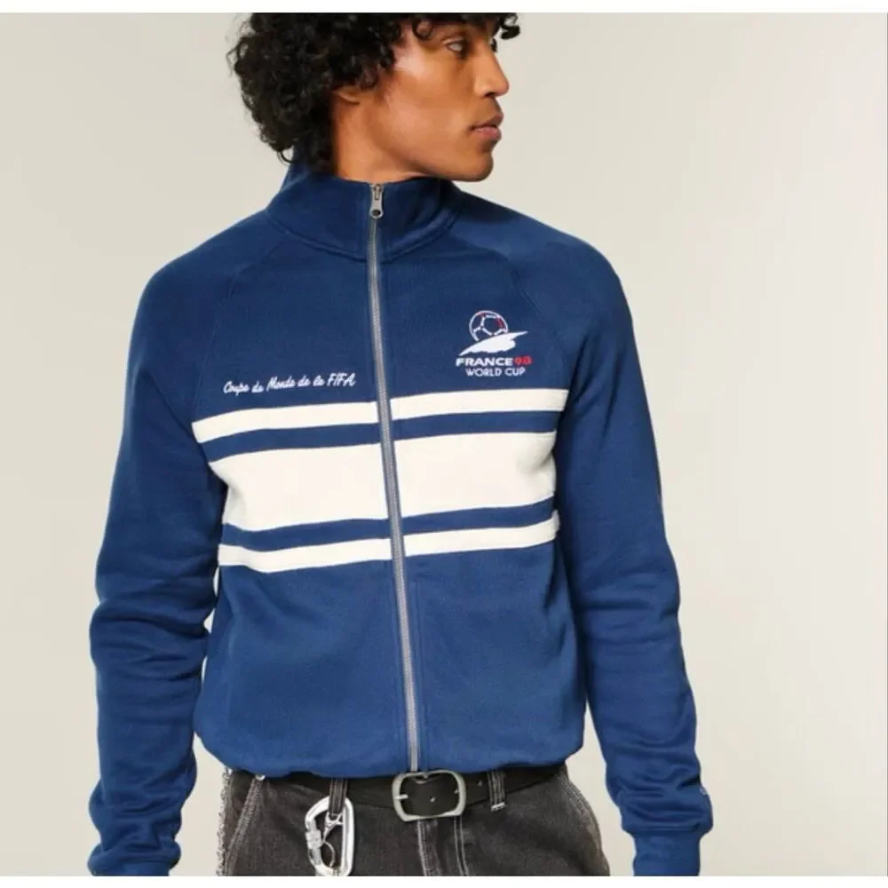 Hollister 1998 FIFA World Cup France Graphic Fleece Zip Up Jacket XS